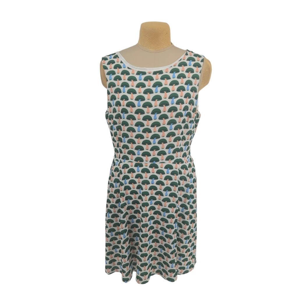 L.A. Soul Dress Womens 2XL Mushroom Print Sleeveless Fit & Flare Cottagecore